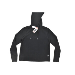 DKNY Tech Waffle Pullover Hoodie Women's Black X-Small XS Size NWT Polyester